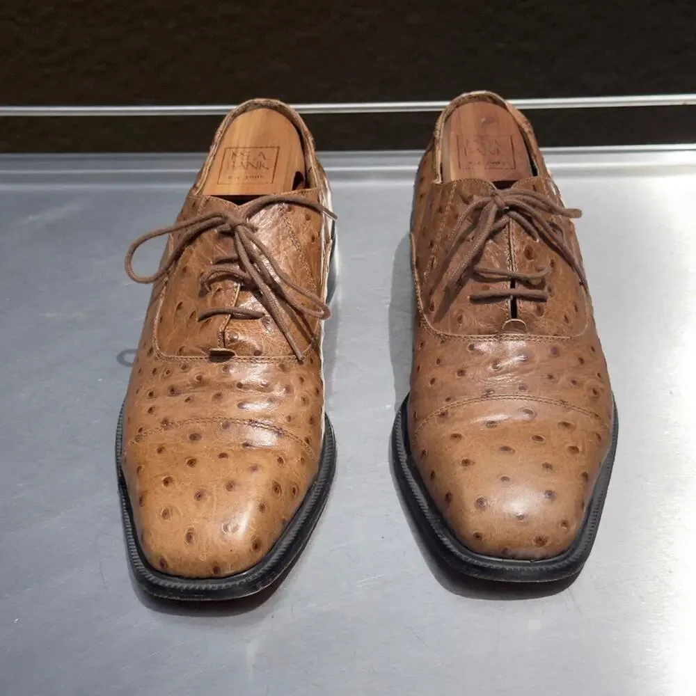 Giorgio Brutini Ostritch Leather Oxford Dress Shoes - Size 8 1/2 M